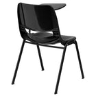 Flash Furniture Ergonomic Shell Chair with Left Handed Flip-Up Tablet Arm, Black-Ergonomically Contoured Design with Black Plastic Back and Seat