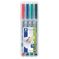 Staedtler Lumocolor Non-Permanent Wet Erase Markers – Superfine Tip – Assorted Colours – 4 Pack  -Felt, Non-permanent