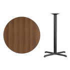 Flash Furniture 36'' Round Laminate Table Top, Walnut with 30'' x 30'' Bar-Height Table Base (XURD36WAT3030B)-Walnut Laminate Top
