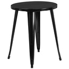 24'' Round Black Metal Indoor-Outdoor Table Set with 2 Cafe Chairs [CH-51080TH-2-18CAFE-BK-GG]-Black Powder Coat Finish