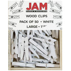JAM Paper Wood Clothing Pin Clips, Medium, 1 1/8, White, 2 Packs of 50, 100 Total (2230719109a)-1.125in