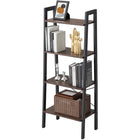 Vasagle 4-Tier Industrial Style Ladder Shelf - Dark Brown-Steel frame