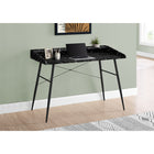 Monarch Specialties 7542 48" Computer Desk - Black Marble-Look/Black Metal-Metal base in a black finish features tapered, angled metal legs and X-shaped support bars on back that provides stability