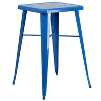 Flash Furniture 24'' Square Metal Indoor-Outdoor Bar Height Table in Blue (CH31330BL)-Blue/Metal, Rubber