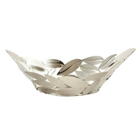 Elegance Oval Leaves Basket, 15-3/4"" x 6-3/4" Stainless Steel-Dimensions: 15.5-inch diameter