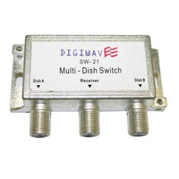 Digiwave DGSSW21 Multiswitch for Satellite Dish (2 in 1 out), 0.8" x 2.1" x 2.8", Silver-Digiwave SW-21 Multiswitch for Dishnet Receiver allows to receive signals from different satellites