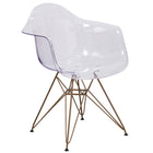 Flash Furniture Alonza Series Transparent Side Chair with Gold Base-Transparent Crystal Finish