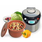 Vitaclay Smart Organic Multicooker with High-Fired Clay Pot, Oval 6 Cup, 3.2 Qt, Black & Stainless Steel-6 Cups capacity