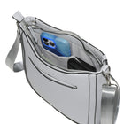 Nicci Medium Top Zip Crossbody Bag with Web Strap - Grey-Inside zipper pocket and cell phone pocket