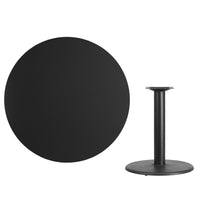 Flash Furniture 42'' Round Laminate Table Top, Black with 24'' Round Table-Height Base (XURD42BKTR24)-Hospitality Table