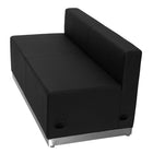 Flash Furniture HERCULES Alon Series Black Leather Loveseat with Brushed Stainless Steel Base-Contemporary Style