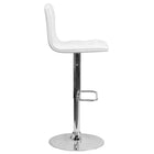 Flash Furniture Contemporary Button Tufted Vinyl Adjustable Height Barstool with Chrome Base - White-White Vinyl Upholstery