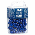 JAM Paper Colorful Push Pins - Round Head Map Thumb Tacks - Blue - 100 Pack-Size: Standard (approx 1 inch)