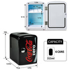 Coca-Cola Zero Portable 6 Can Thermoelectric Mini Fridge Cooler/Warmer - 4 L / 4.2 qt-Keeps items cool to 32 degreeF (18 degreeC) below room temperature