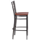 Flash Furniture HERCULES Series Clear Coated "X" Back Metal Restaurant Barstool - Cherry Wood Seat-"X" Back Design