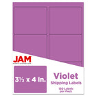 JAM Paper Laser/Inkjet Address Label - 4" x 3-3/8" - Purple - 120 Pack-English only packaging