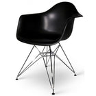 Nicer Furniture Eiffel Style Armchair with Chrome Legs - Black - 2 Pack-High quality heavy-duty plastic molded seat with a matte finish