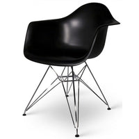 Nicer Furniture Eiffel Style Armchair with Chrome Legs - Black - 2 Pack-High quality heavy-duty plastic molded seat with a matte finish