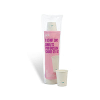 Perk Paper Hot Cups - 8 oz. - White - 50 Pack-Disposable single-wall hot cups perfectly suit both hot and cold beverages