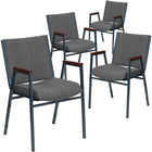 Flash Furniture HERCULES Series Heavy Duty Fabric Stack Chairs with Arms - Grey - 4 Pack-Set of 4 Multipurpose Stack Chairs