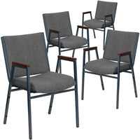 Flash Furniture HERCULES Series Heavy Duty Fabric Stack Chairs with Arms - Grey - 4 Pack-Set of 4 Multipurpose Stack Chairs