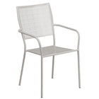 28'' Square Light Grey Indoor-Outdoor Steel Patio Table Set with 4 Square Back Chairs [CO-28SQ-02CHR4-SIL-GG]-4