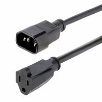 StarTech 18 AWG Power Extension Cord - 3ft - Black-18AWG AC power extension cable with IEC 60320 C14 to NEMA 5-15R connectors is suitable for workstations/home offices
