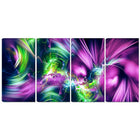 Designart Green and Purple Shine 4-Panel Contemporary Canvas Art Print, (PT3061-271)-Print