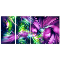 Designart Green and Purple Shine 4-Panel Contemporary Canvas Art Print, (PT3061-271)-Print
