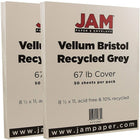 JAM Paper Vellum Bristol Cardstock, 8.5 x 11, 67lb Grey, 2 packs of 50 (169827g)-Grey