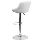 Flash Furniture Contemporary Vinyl Bucket Seat Adjustable Height Barstool with Diamond Pattern Back & Chrome Base - White-Bucket Seat with Mid-Back