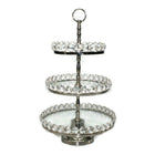 Elegance 3-Tier Glass Cake Stand, Detachable Crystal Border, Nickel-Plated, 8"/10"/12" (72903)-3-tier Cake stand