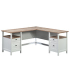 Sauder 65"W Cottage Road L-Desk - White-Durable, 1" thick top