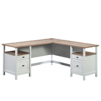 Sauder 65"W Cottage Road L-Desk - White-Durable, 1" thick top