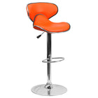 Flash Furniture Contemporary Cozy Mid-Back Orange Vinyl Adjustable Height Barstool with Chrome Base-Mid-Back Design