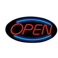 Royal Sovereign Oval LED OPEN Sign-Raised  3D lettering  for neon look but LED lighting system uses very little energy compared to neon and has a projected life of 80,000 hours