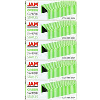 JAM Paper Standard Size Colourful Staples, Green, 5 Pack (335grg)-Size: .5" x .25"