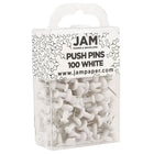 JAM Paper Push Pins, White Pushpins, 10 Packs of 100, 1000 Total (222419055g)-Finish: Smooth