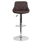 Flash Furniture Contemporary Brown Vinyl Bucket Seat Adjustable Height Barstool with Diamond Pattern Back & Chrome Base - 2 Pack-Low Back Design
