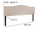 Flash Furniture Lexington Upholstered King Size Headboard with Accent Nail Trim - Beige Fabric-Beige Fabric Upholstery