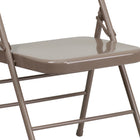 Flash Furniture HERCULES Series Triple Braced & Double-Hinged Beige Metal Folding Chair-18 Gauge Steel Frame