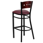 Flash Furniture HERCULES Series Black 4 Square Back Metal Restaurant Barstool - Mahogany Wood Back - Burgundy Vinyl Seat-Burgundy Vinyl Upholstered Seat