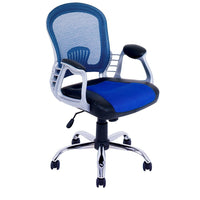 CorLiving LOF-278-O Black Leatherette and Blue Mesh Adjustable Office Chair-Durable and stylish support