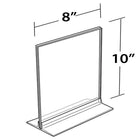 Azar Displays 10" x 8" Vertical/Horizontal T-Strip Acrylic Sign Holder, Clear, 10 Pack (102718)-Made of top quality 0.100" thick acrylic and easy to assemble
