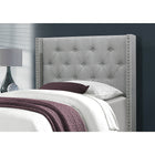 Monarch Specialties 5984T Twin Size Bed - Grey Linen With Chrome Trim-Contemporary style with chrome nail head trim and cushioned diamond tufting for a luxurious look