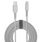Powerology 6' USB C Braided & Sync Type C to USB A Charger Cable for Smartphones & Tablets - Silver-Passed 1000+ bending tests