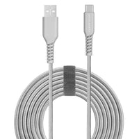 Powerology 6' USB C Braided & Sync Type C to USB A Charger Cable for Smartphones & Tablets - Silver-Passed 1000+ bending tests