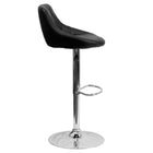 Flash Furniture Contemporary Black Vinyl Bucket Seat Adjustable Height Barstool with Diamond Pattern Back & Chrome Base-Black Vinyl Upholstery