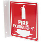 Accuform Signs Fire Extinguisher Projection Sign, 8" x 8", Plastic, English With Pictogram-Display Type Bolt-On