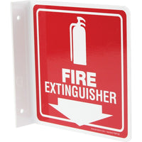 Accuform Signs Fire Extinguisher Projection Sign, 8" x 8", Plastic, English With Pictogram-Display Type Bolt-On